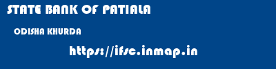 STATE BANK OF PATIALA  ODISHA KHURDA    ifsc code